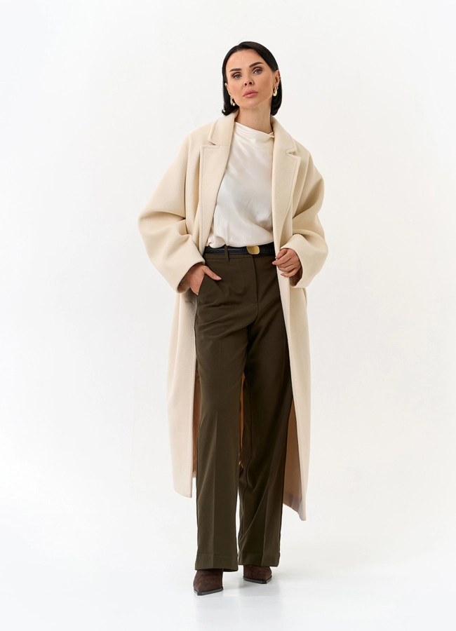 Женское свободное пальто с поясом модель № 32816 в кредит