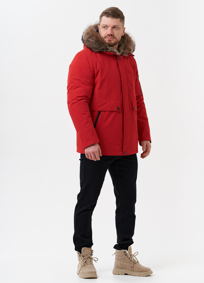 Парка мужская на мехе из волка модель № 29068 универмаг малина