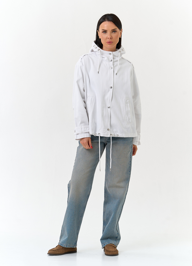 Женская джинсовая куртка с капюшоном модель № 33124 в кредит