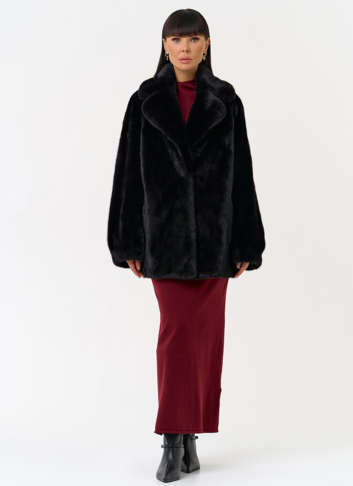 Женская шуба из скандинавской норки с английским воротником