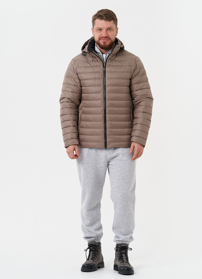 Стеганая куртка с капюшоном модель № 28020 меха малина