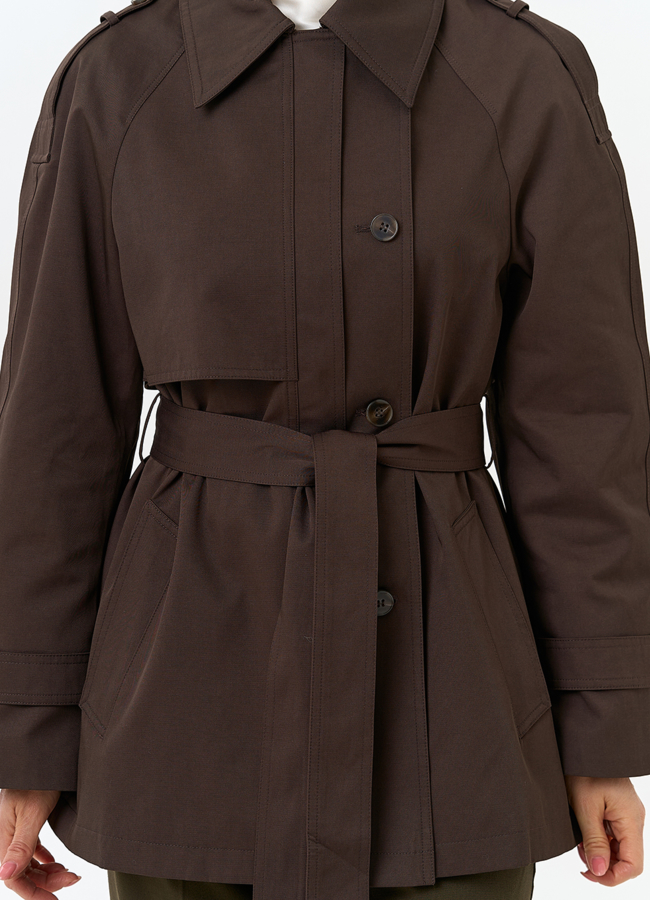 Женский укороченный плащ с поясом модель № 32821 универмаг малина