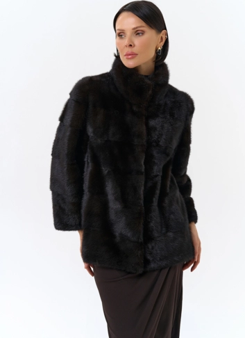 Поперечная шуба из норки фото