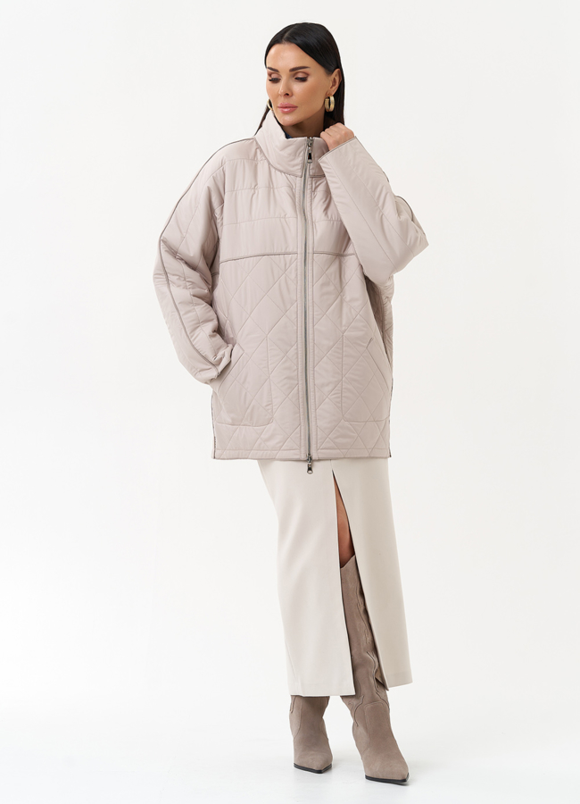 Женская двухсторонняя куртка с воротником стойкой модель № 30007 меха малина