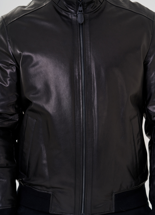 Куртка мужская черного цвета из натуральной кожи модель № 33105 универмаг малина