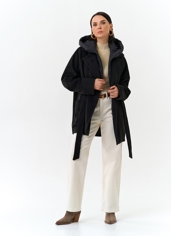 Женское пальто со съемный капюшоном модель № 32698 универмаг малина