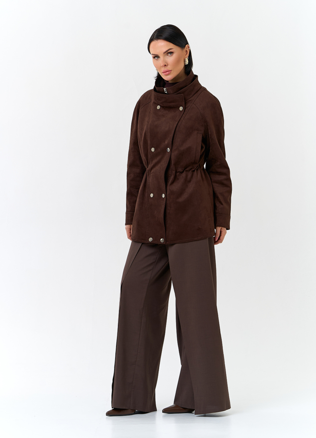 Женская куртка из эко замши с воротником стойкой модель № 32796 универмаг малина