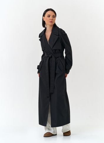 Женский длинный плащ с поясом