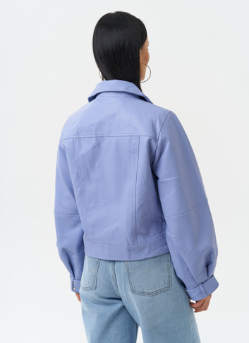 Куртка косуха из эко кожи голубого цвета