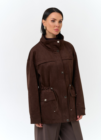 Женская куртка парка из эко замши 