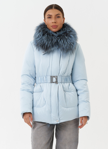 Пуховик с мехом чернобурки