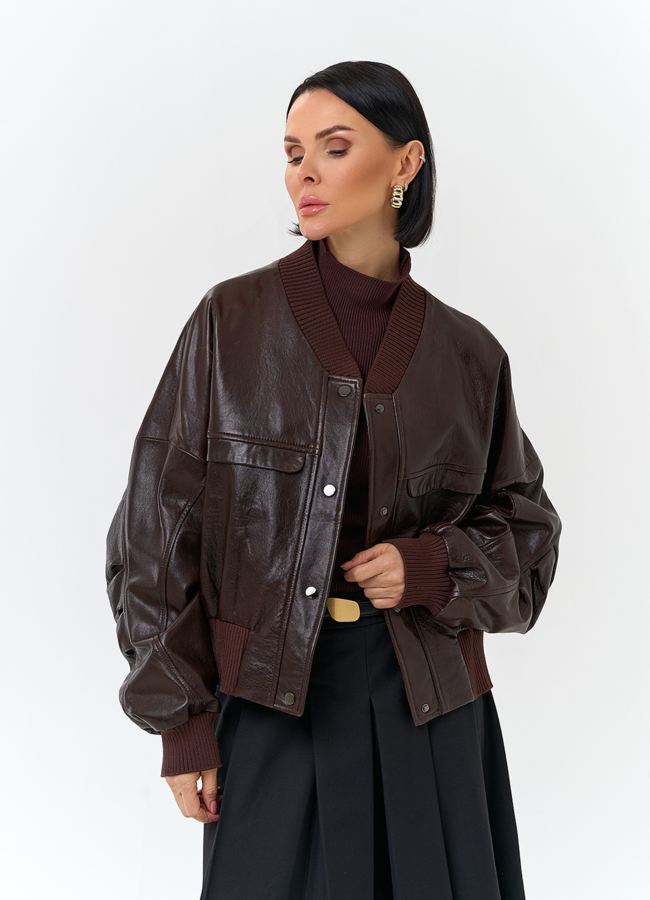 Женская куртка из натуральной кожи модель № 32673 универмаг малина