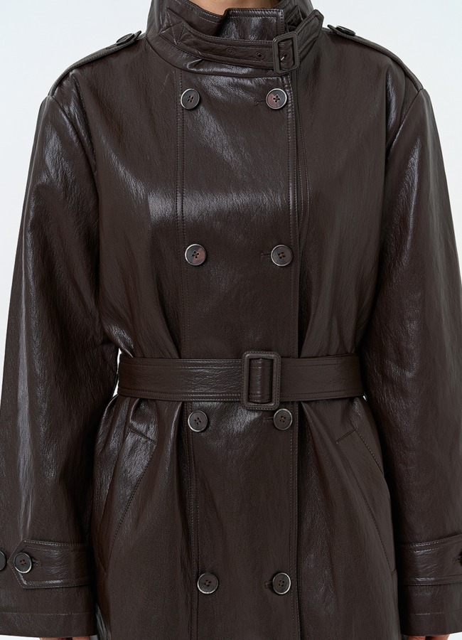 Женский плащ из эко кожи модель № 32849 универмаг малина