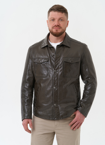 Мужская куртка "рубашка" из натуральной кожи