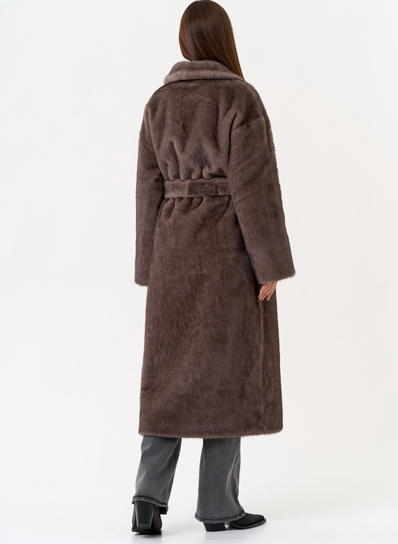 Женская шуба из эко меха с воротником шаль