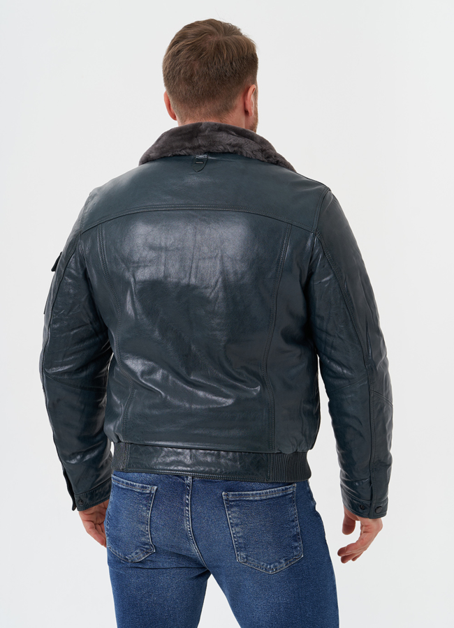 Утепленная куртка из натуральной кожи модель № 28091 универмаг малина