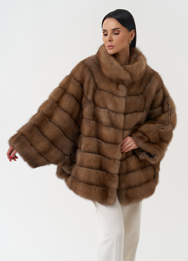 Шуба из куницы с воротником стойка модель № 30477 универмаг малина