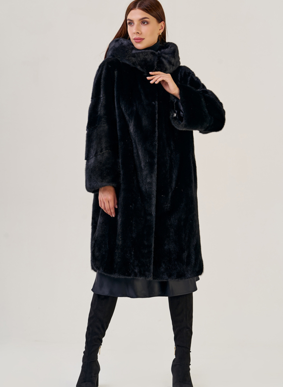 Шуба-"рубашка" с капюшоном