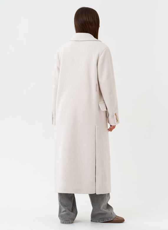 Длинное пальто из шерсти с английским воротником