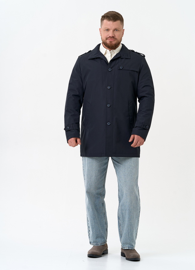 Мужское полупальто синего цвета модель № 32588 в рассрочку