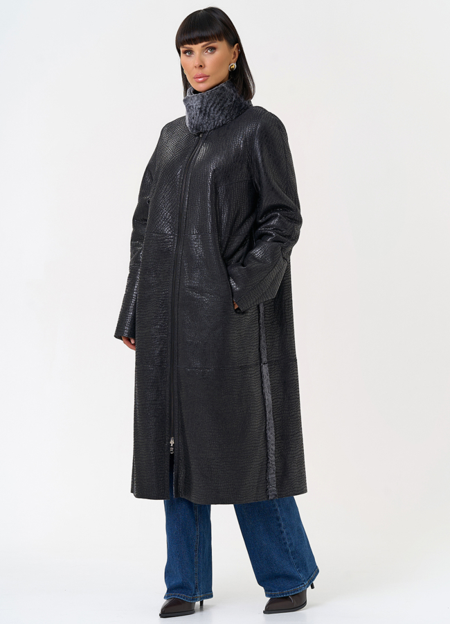 Женская двухсторонняя дубленка с воротником стойкой модель № 31478 универмаг малина