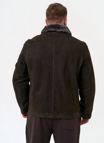 Куртка из натуральной кожи с отделкой из овчины