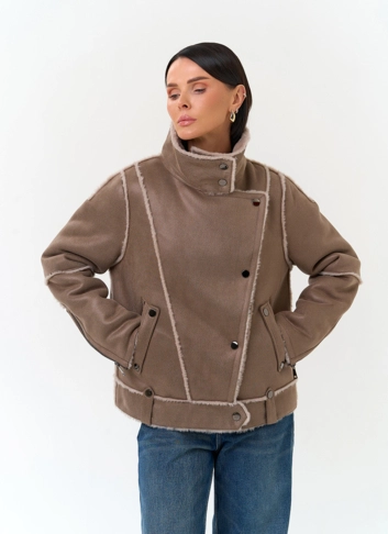 Женская дубленка из эко замши