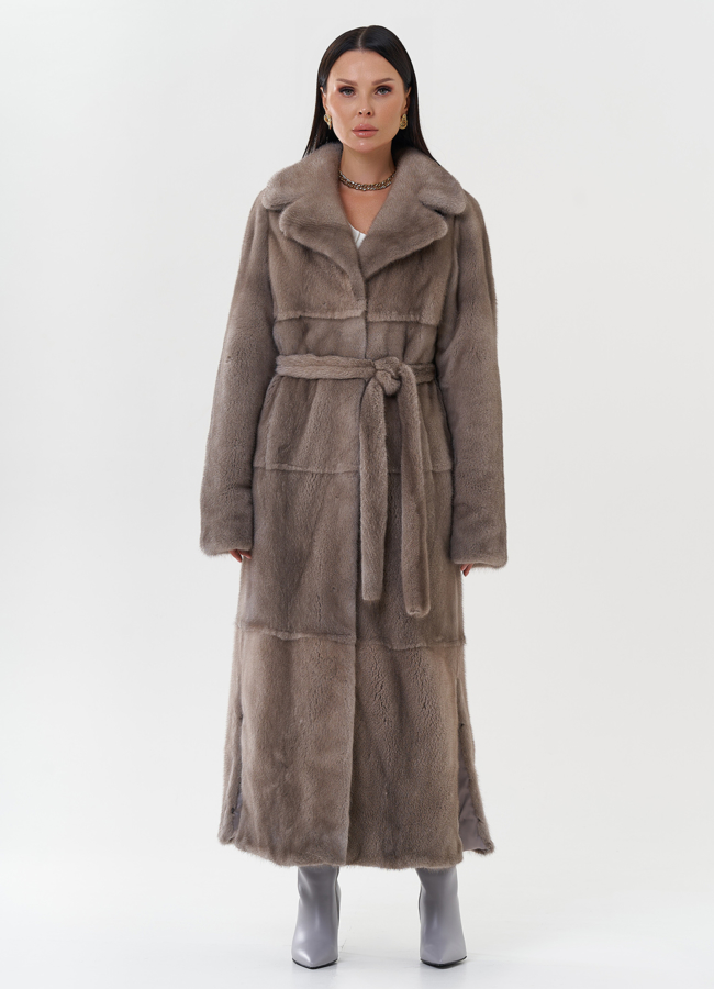 Длинная шуба из скандинавской норки модель № 28927 универмаг малина