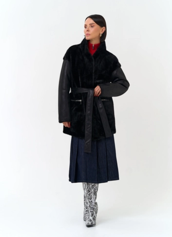 Женская дубленка из эко меха