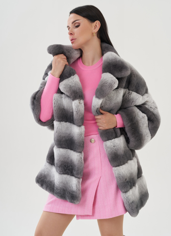 Шуба из кролика оверсайз