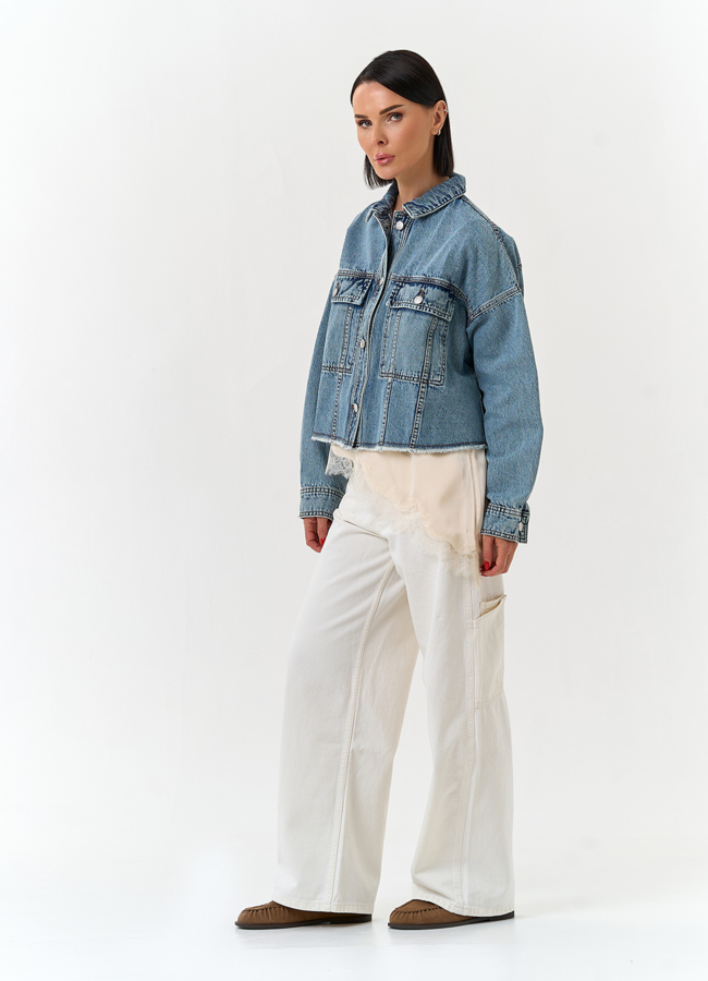 Женская джинсовая куртка модель № 33127 в рассрочку