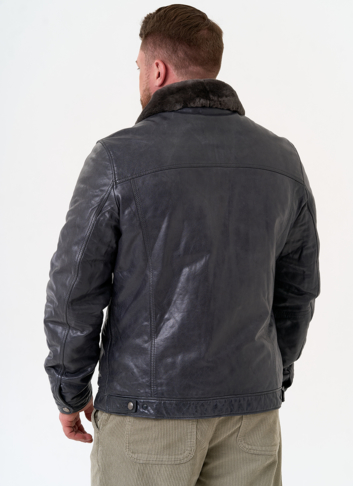 Куртка из натуральной кожи с отделкой из овчины