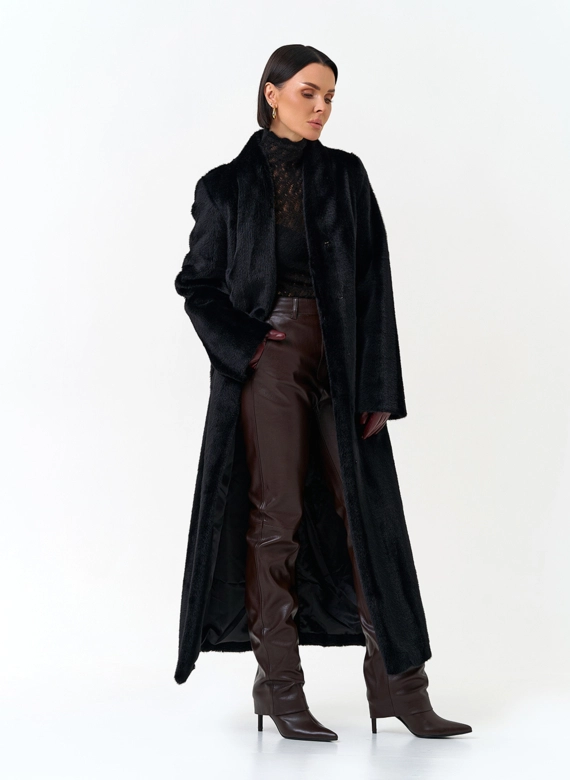 Длинная шуба из эко меха фото