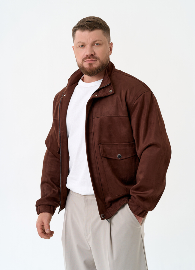 Мужская куртка бомбер из эко замши модель № 32882 универмаг малина