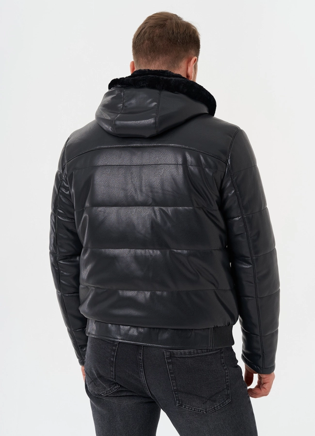 Утепленная куртка из эко кожи модель № 27740 универмаг малина