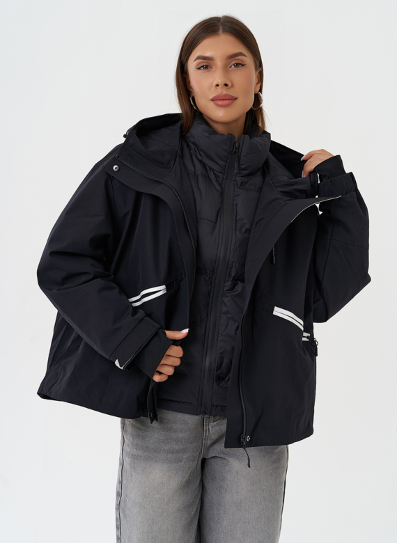 Двойная куртка с капюшоном