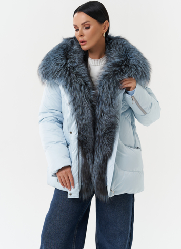 Пуховик с мехом чернобурки