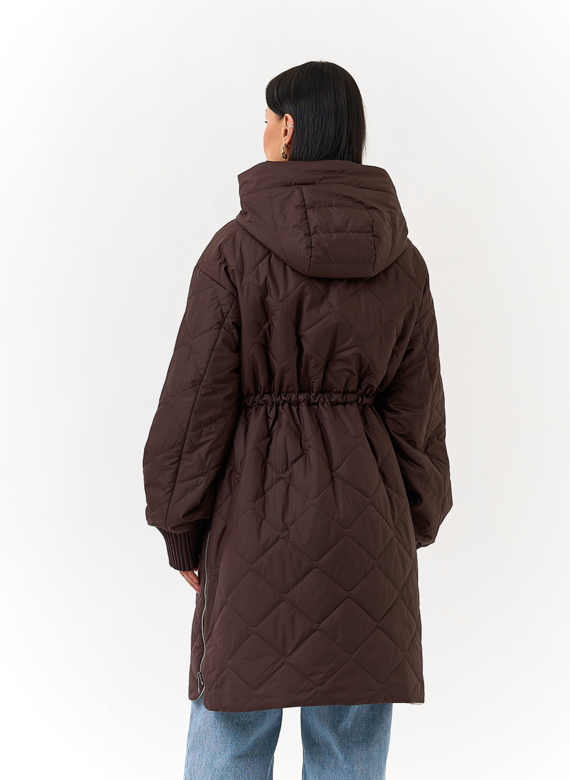 Женское утепленное пальто с капюшоном